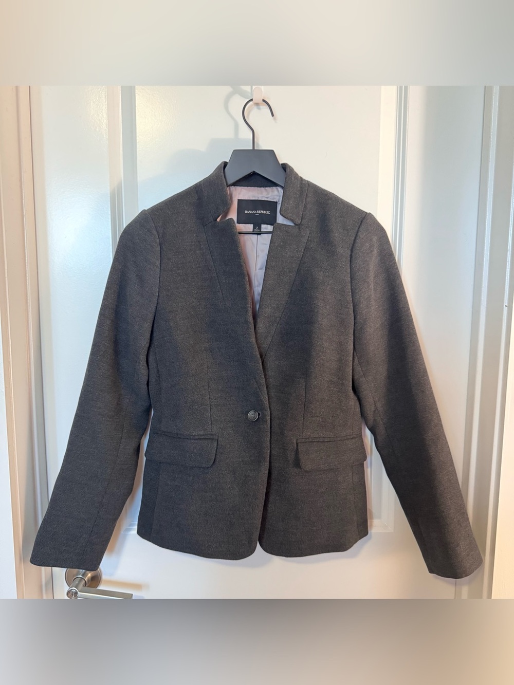 Banana Republic Gray Tailored Knit Blazer Size 2 Career Office Jacket